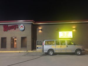 All Surfaces cleans the carpet, tile and grout at a Wendy's resturant